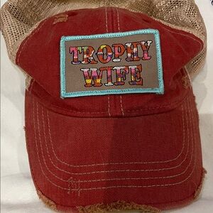 Trophy Wife Red Trucker Hat with Patch